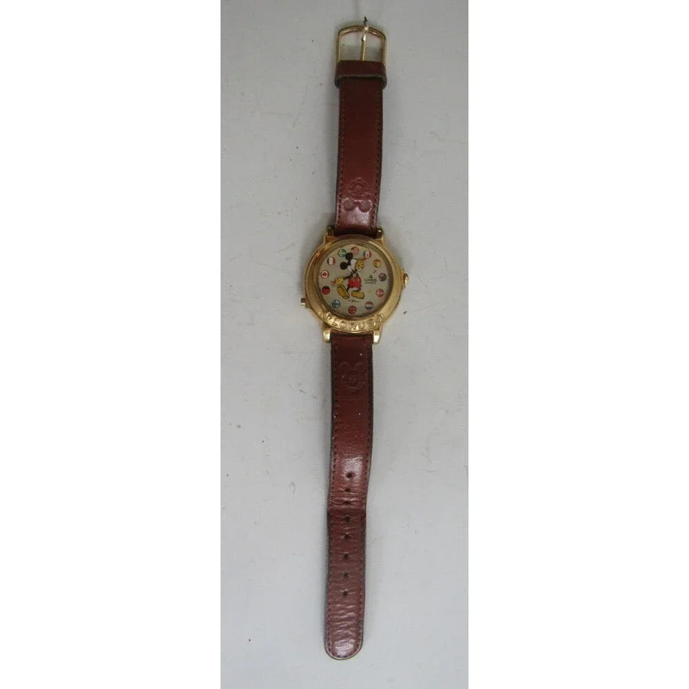 Disney Mickey Mouse Lorus Watch Christmas 1992 Gold Vintage Quartz
